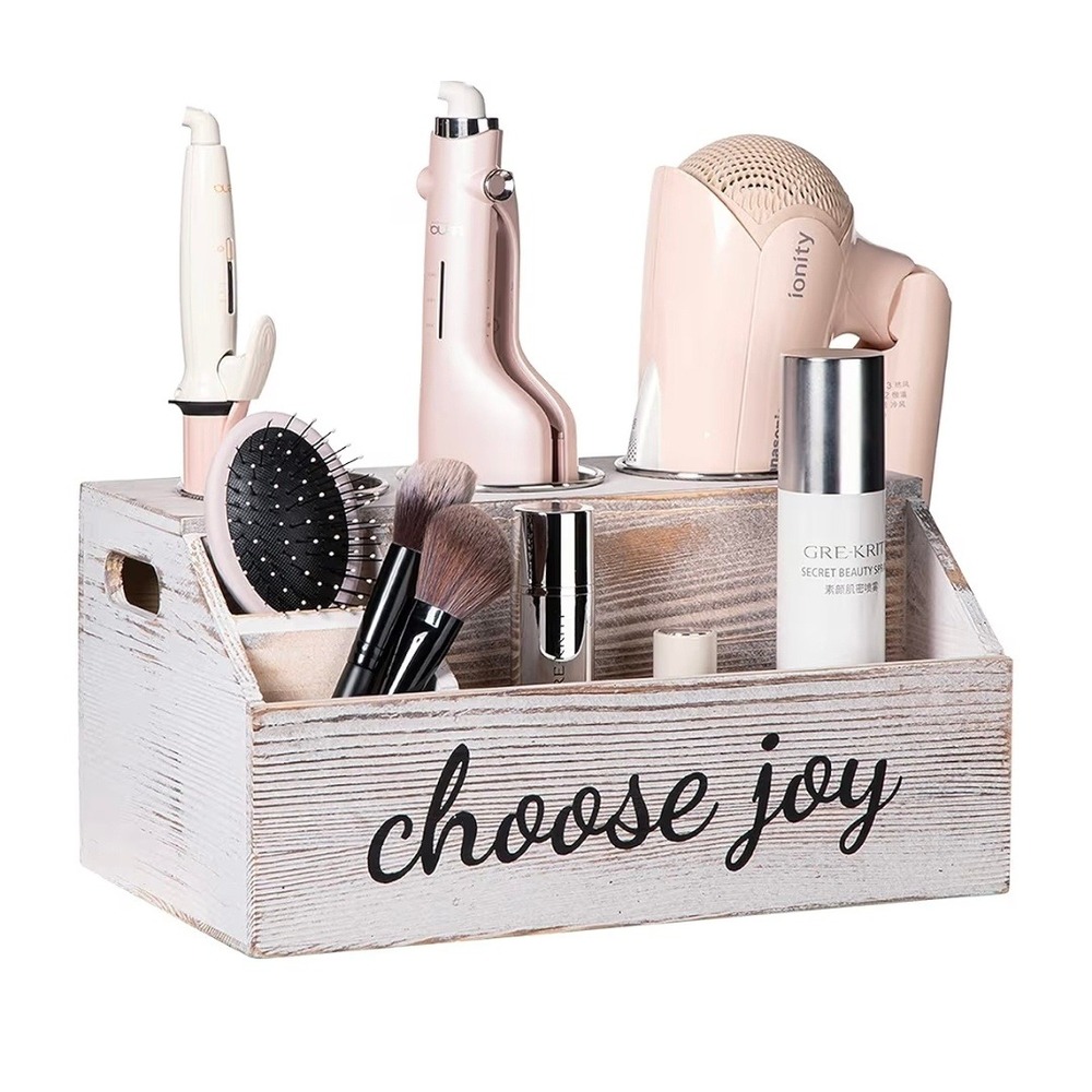 Wooden Hair Accessories & Bathroom Supplies Hair Tool Organizer, Storage(White)